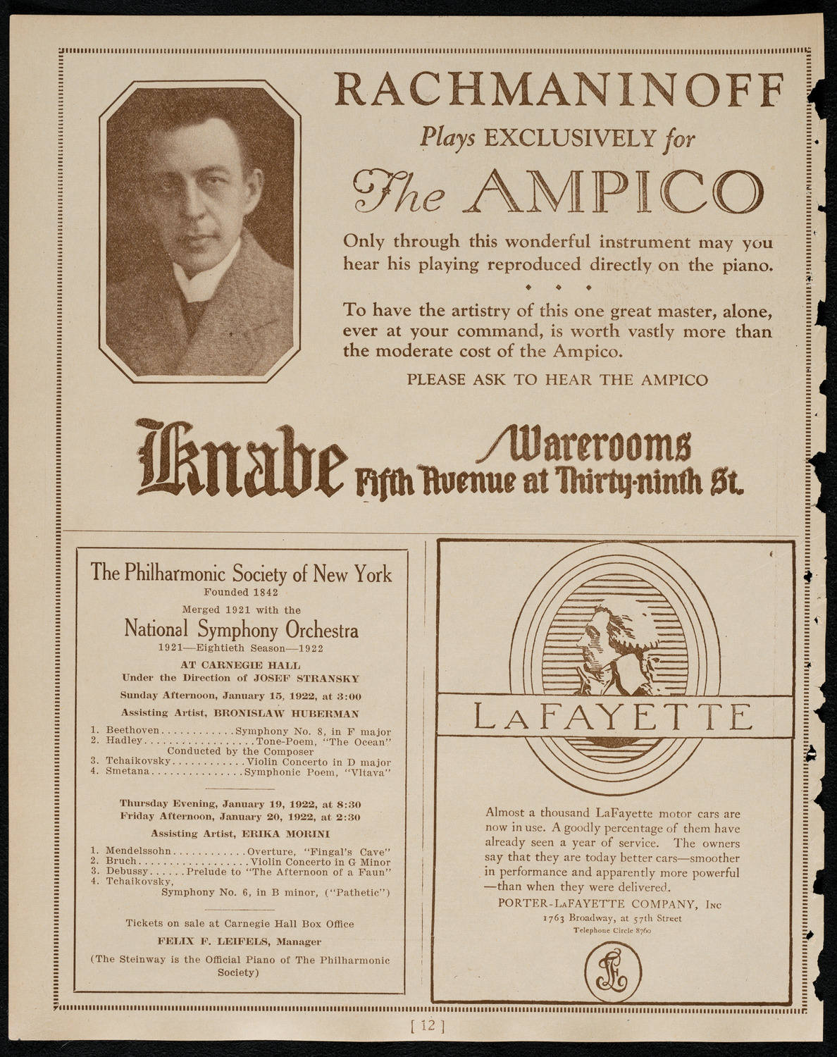 Frieda Hempel, Soprano, January 13, 1922, program page 12