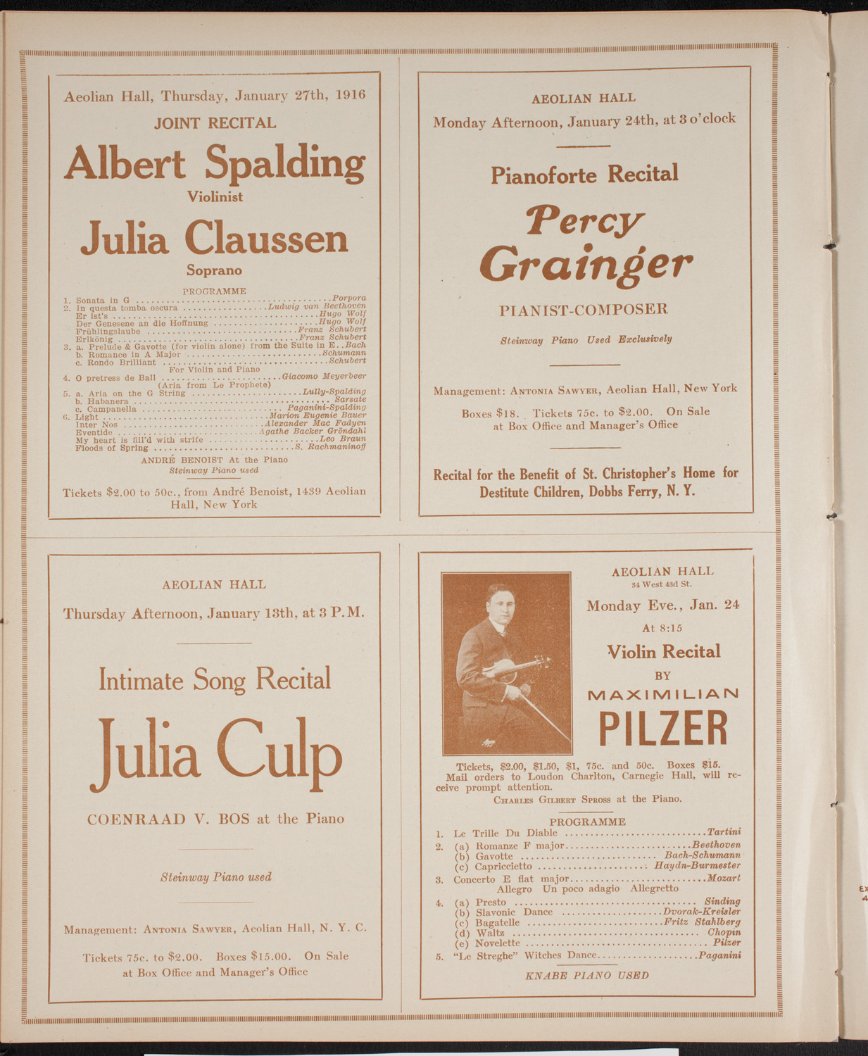 Schola Cantorum of New York, January 12, 1916, program page 10