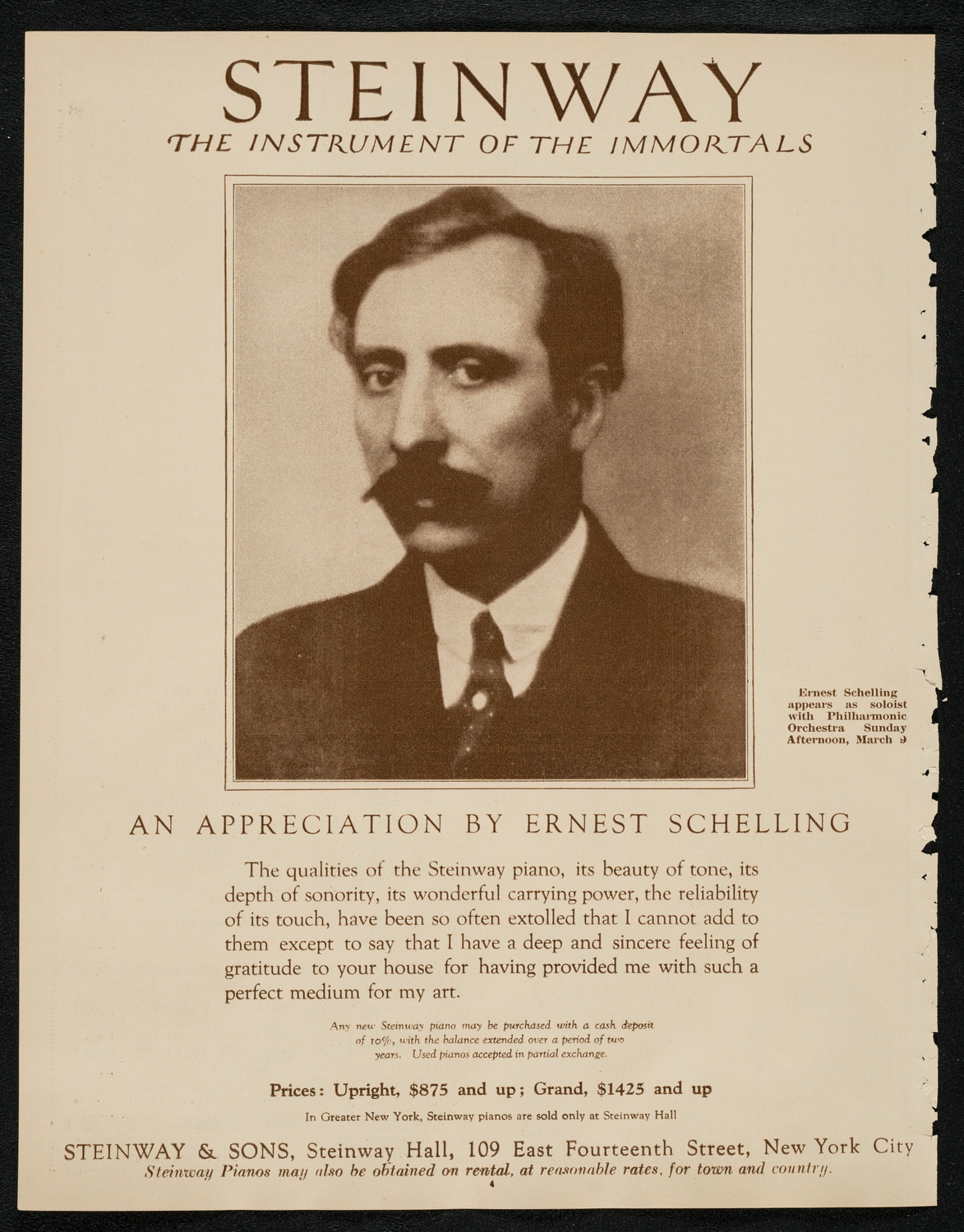 New York Philharmonic, March 9, 1924, program page 4