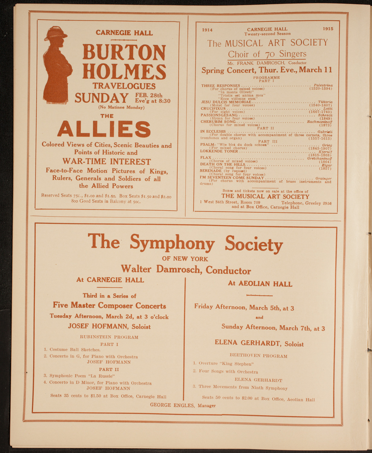 New York Philharmonic, February 28, 1915, program page 8
