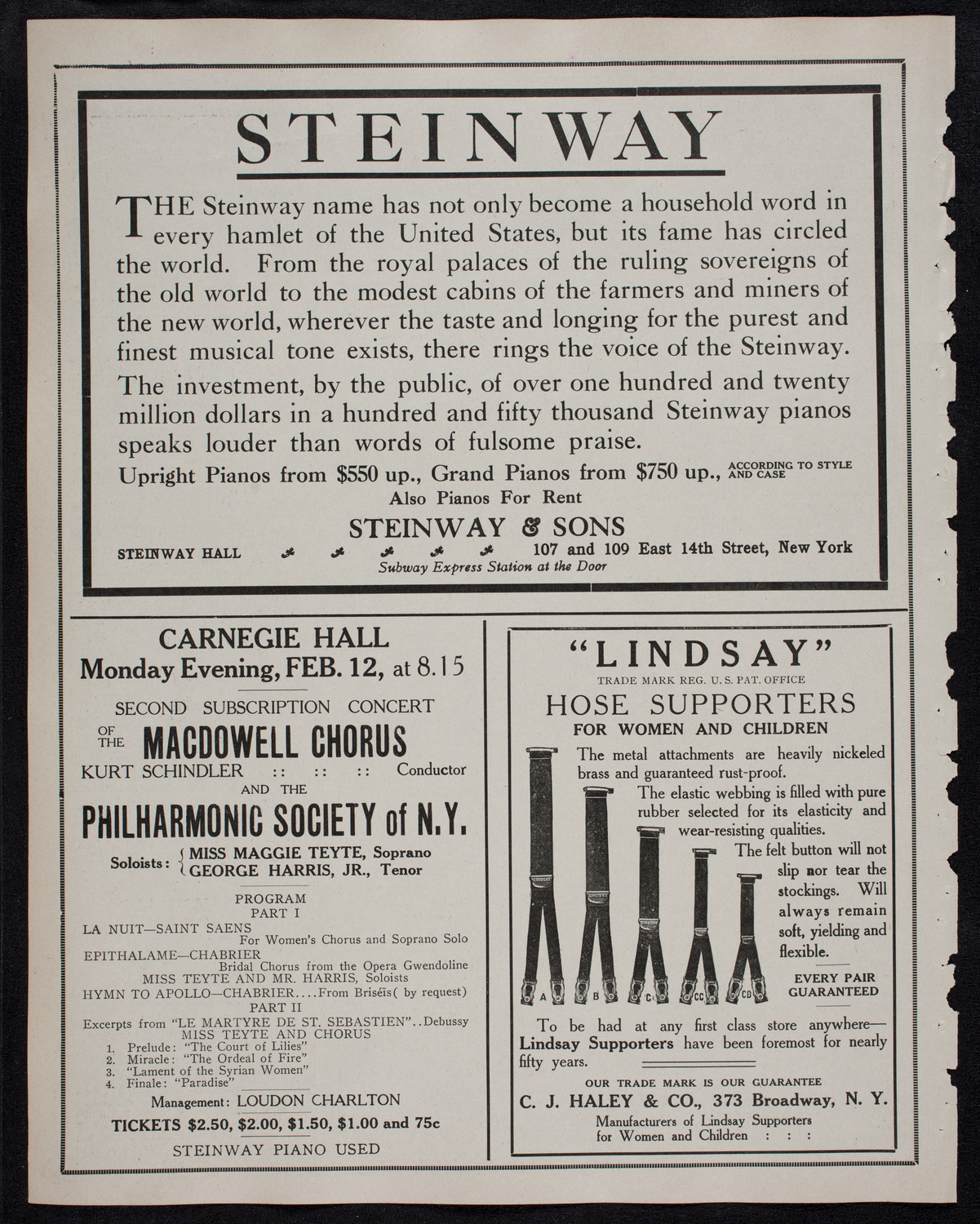 New York Philharmonic, February 1, 1912, program page 4