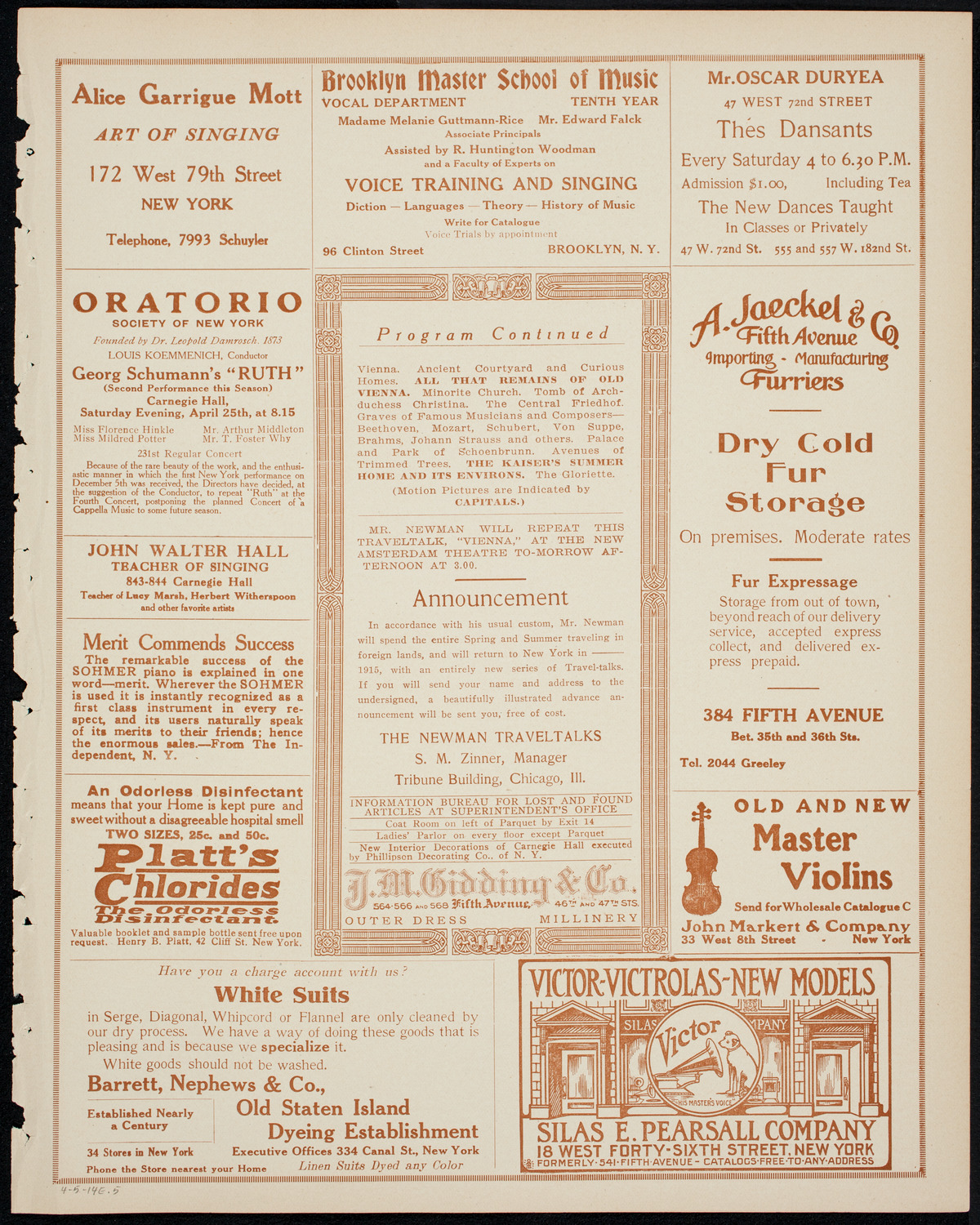 Newman Traveltalks: Vienna, April 5, 1914, program page 9