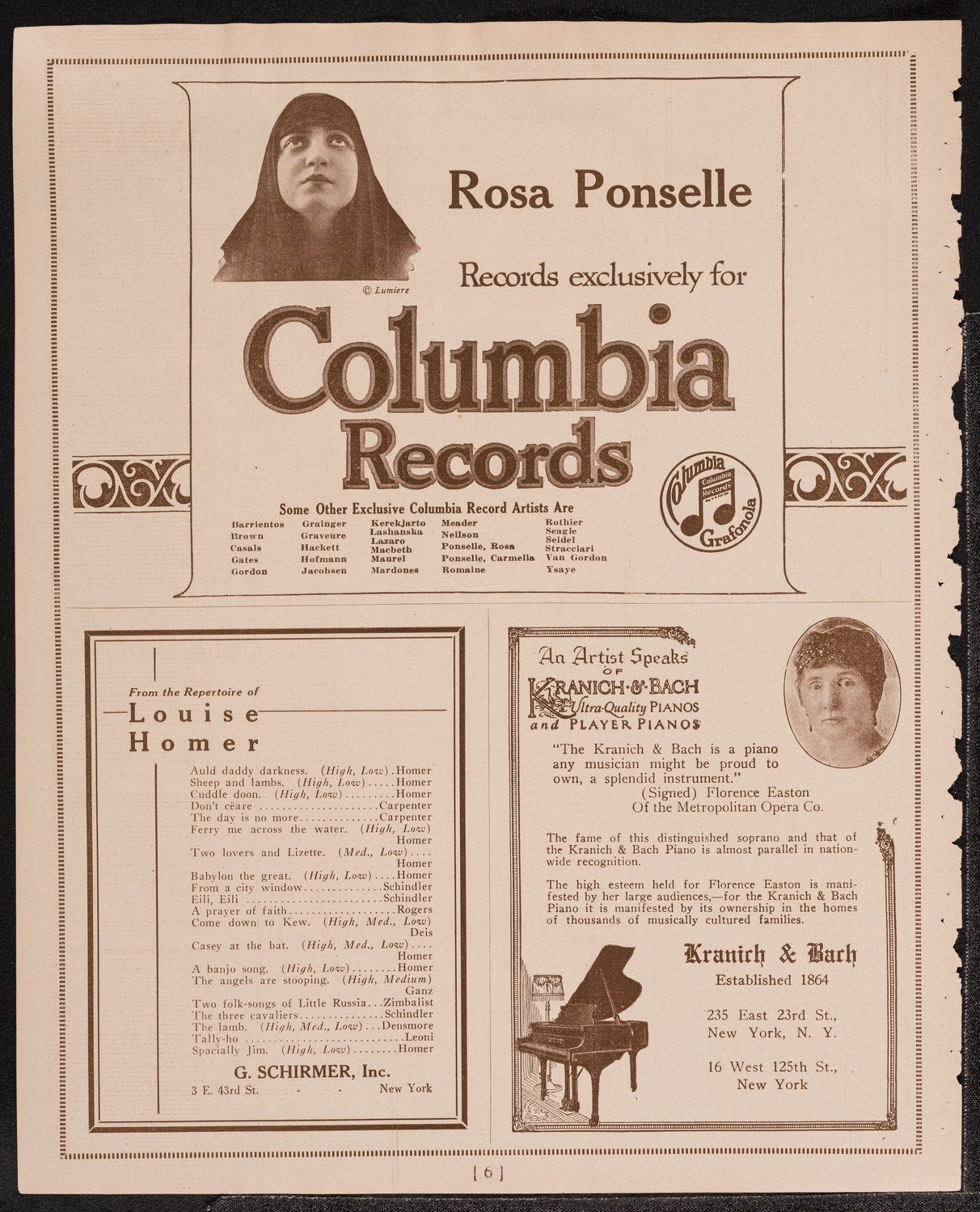 Louise Homer, Contralto, November 19, 1921, program page 6