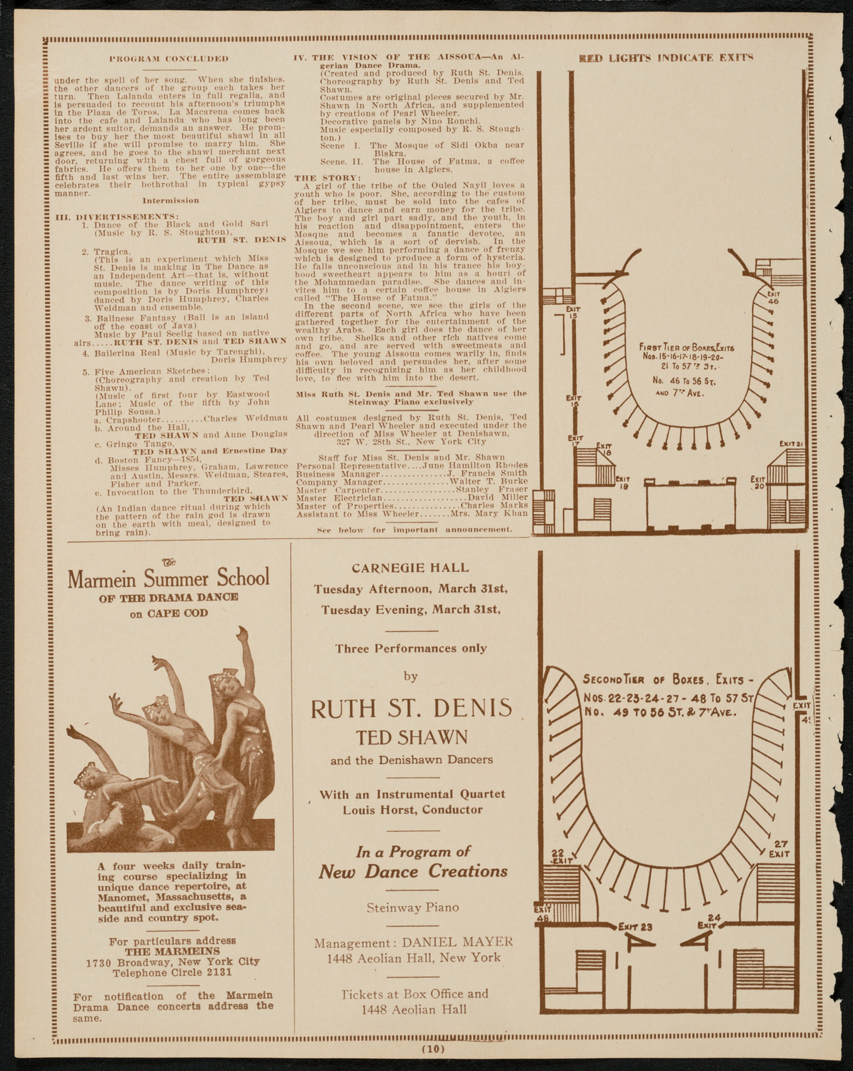 Ruth St. Denis with Ted Shawn and the Denishawn Dancers, March 17, 1925, program page 10