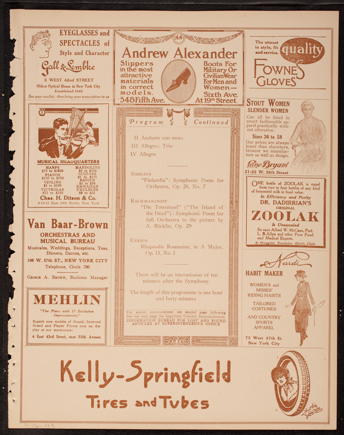 Boston Symphony Orchestra, November 10, 1917, program page 7