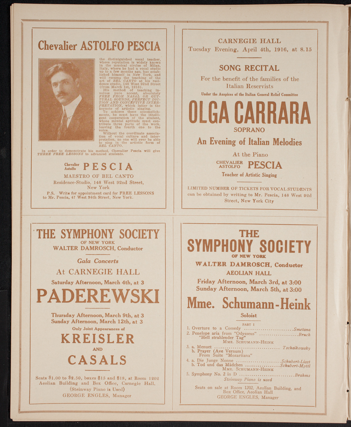 New York Philharmonic, March 3, 1916, program page 8