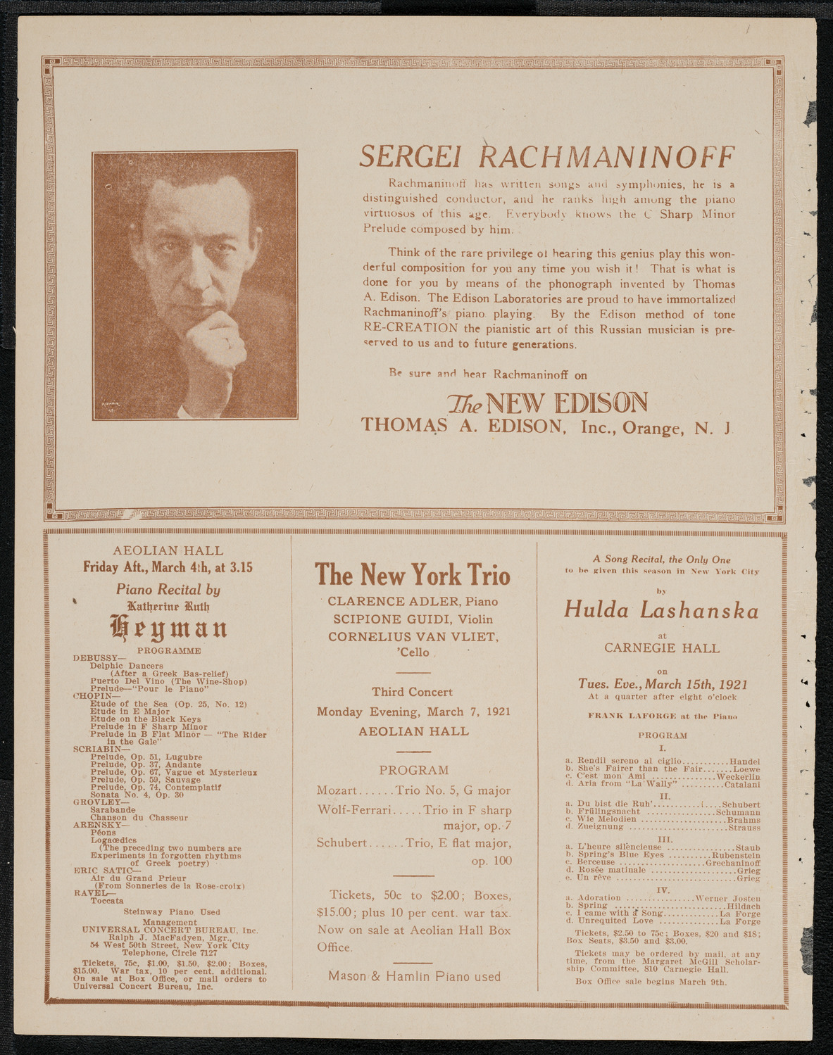 National Symphony Orchestra, February 26, 1921, program page 2