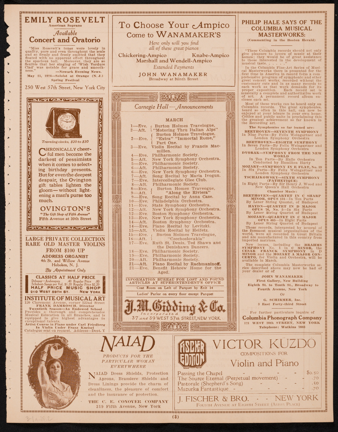 Cecilia Hansen, Violin, March 1, 1925, program page 3