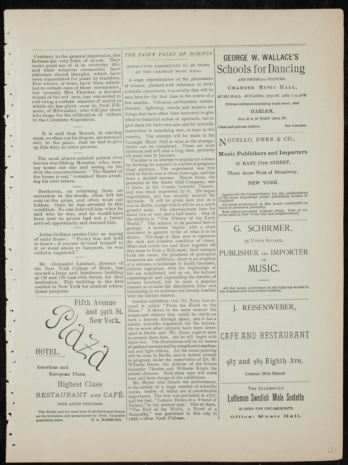Damrosch Sunday Concert, January 17, 1892, program page 9