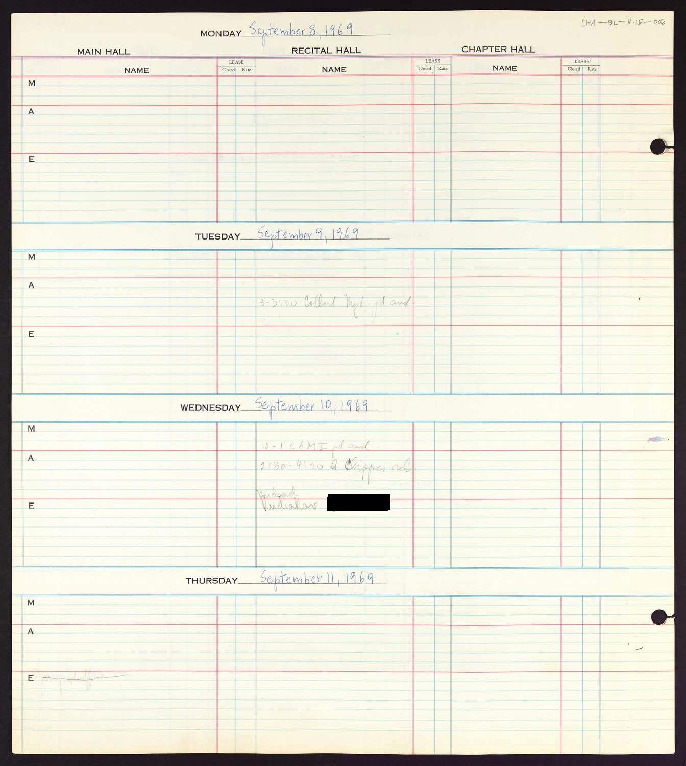 Carnegie Hall Booking Ledger, volume 15, page 6