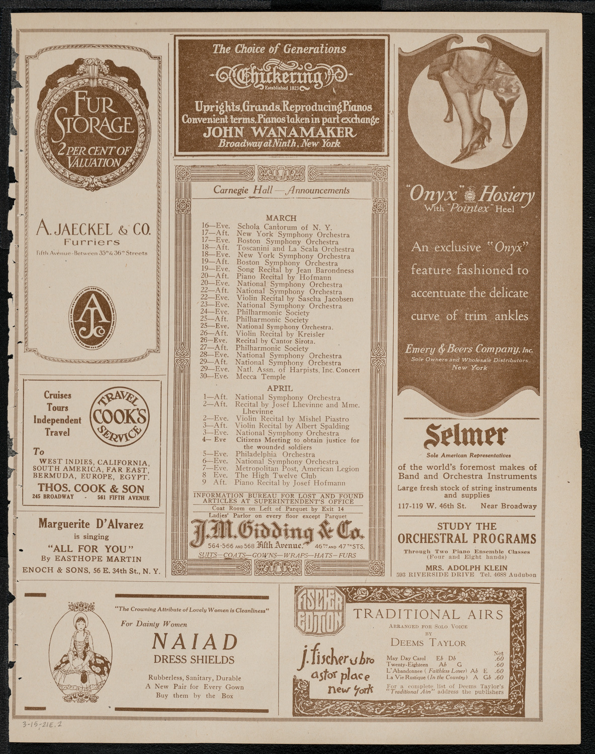 Hulda Lashanska, Soprano, March 15, 1921, program page 3