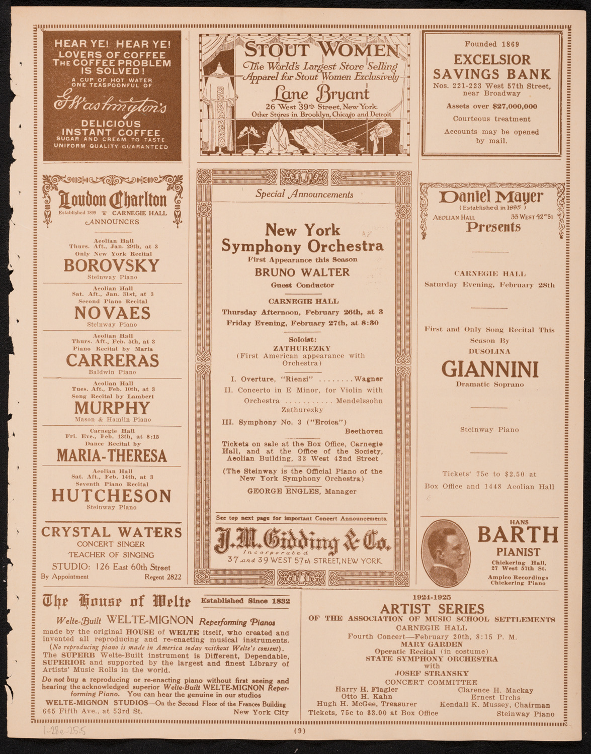 New York Philharmonic Students' Concert, January 28, 1925, program page 9