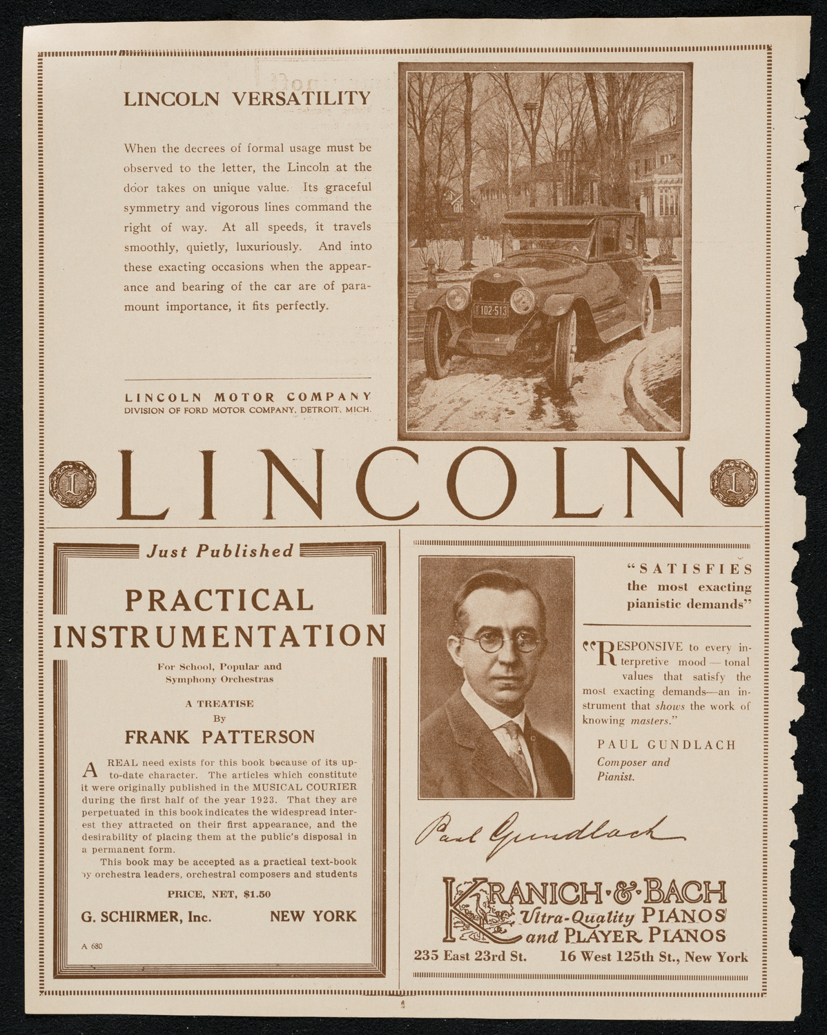 Sergei Rachmaninoff, Piano, February 23, 1924, program page 6