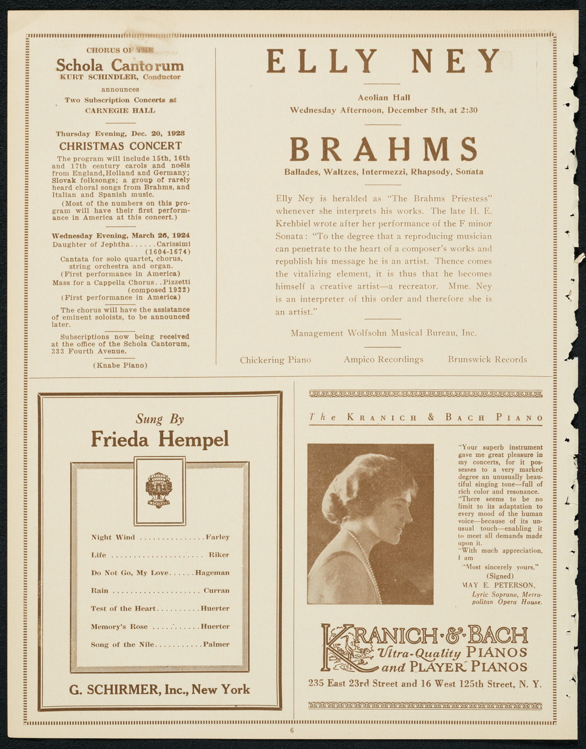 New York Philharmonic, November 30, 1923, program page 6