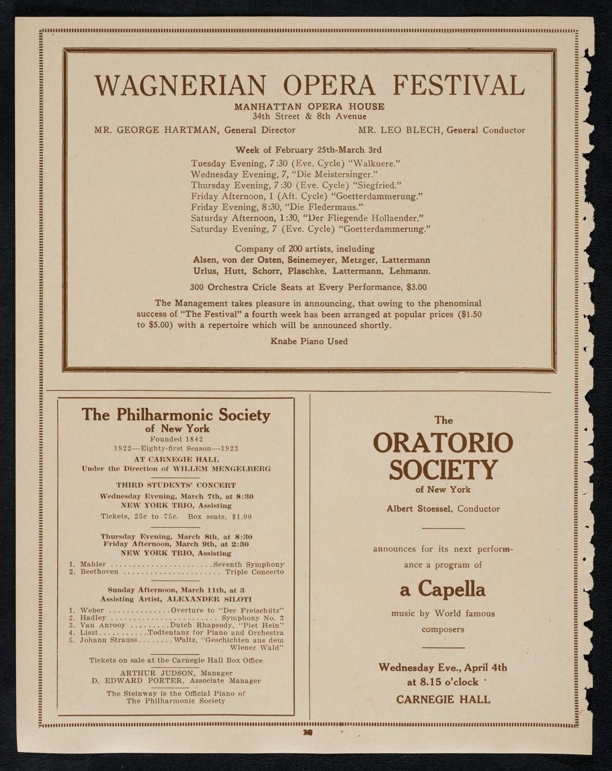 New York Philharmonic, March 2, 1923, program page 12
