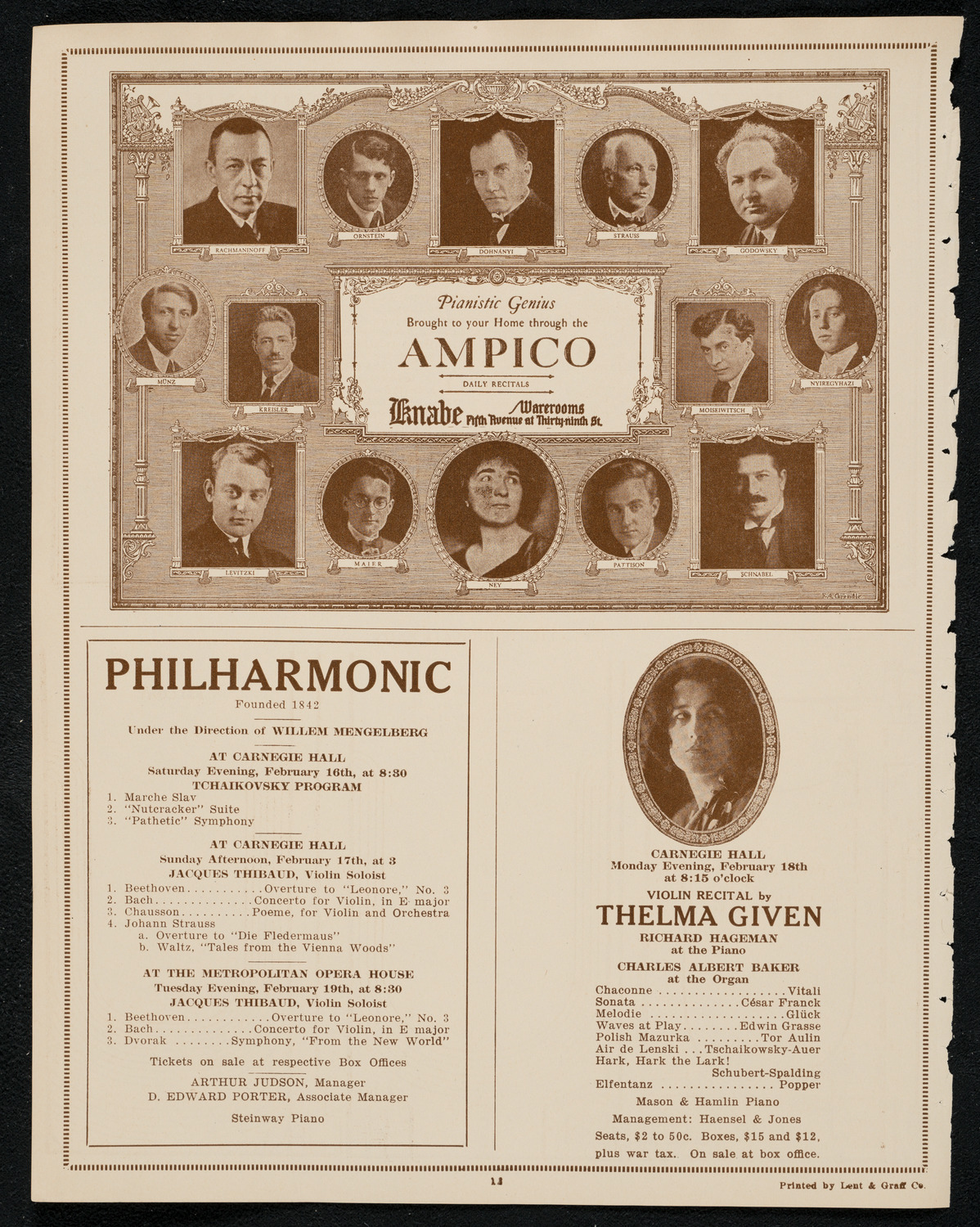 New York Philharmonic, February 14, 1924, program page 12