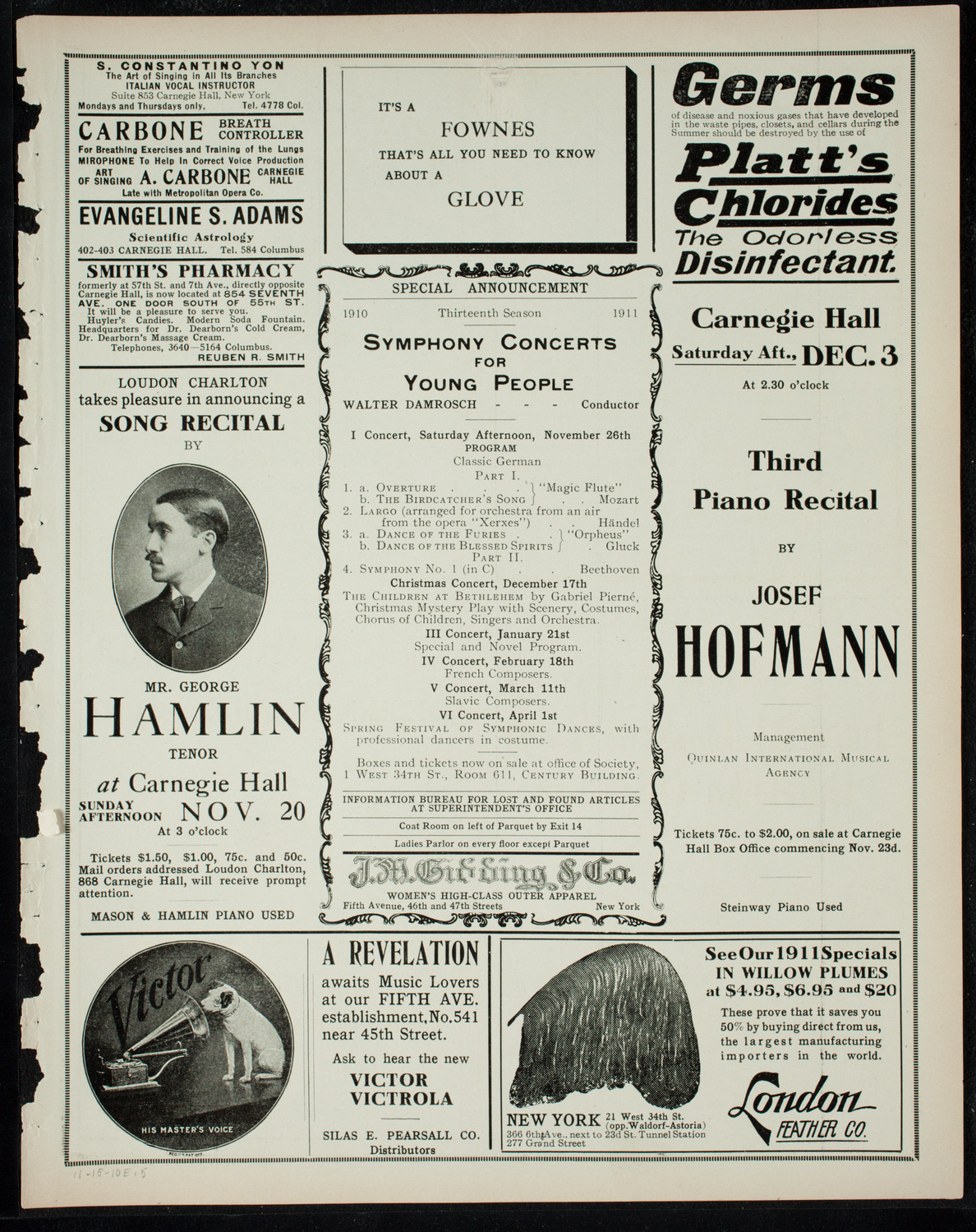 New York Philharmonic, November 15, 1910, program page 9
