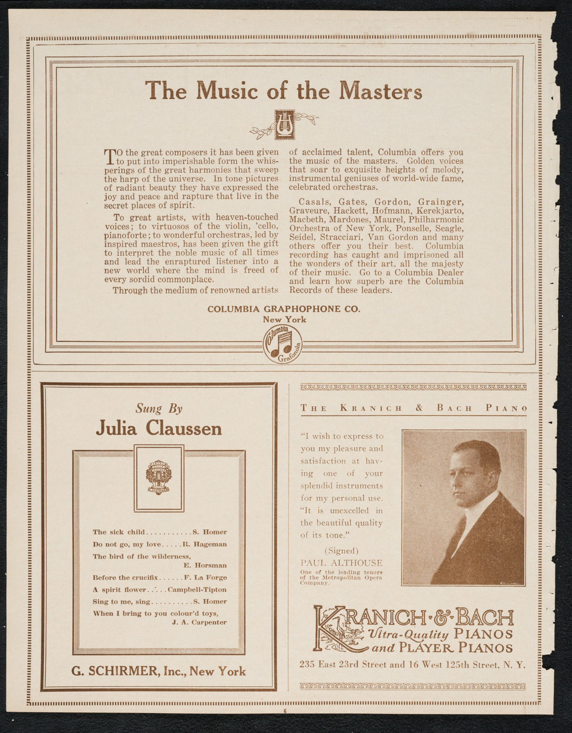 Benefit Concert for Mrs. Oscar Hammerstein, November 13, 1922, program page 6