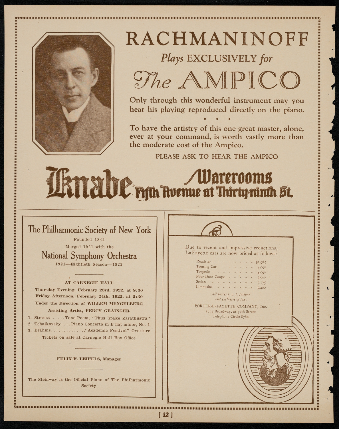 Josef Hofmann, Piano, February 22, 1922, program page 10