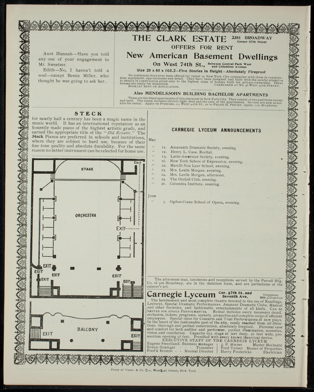 Theatrical Presentation by The Climbers, May 10, 1905, program page 4