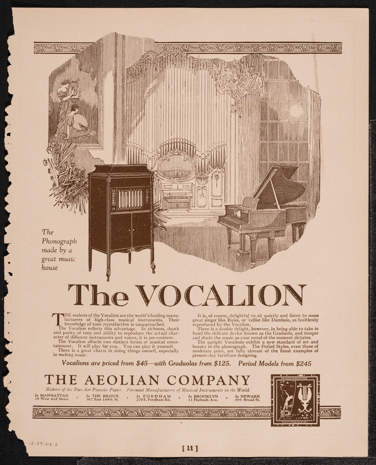 Benefit: Martin-Smith Music School, December 29, 1921, program page 11