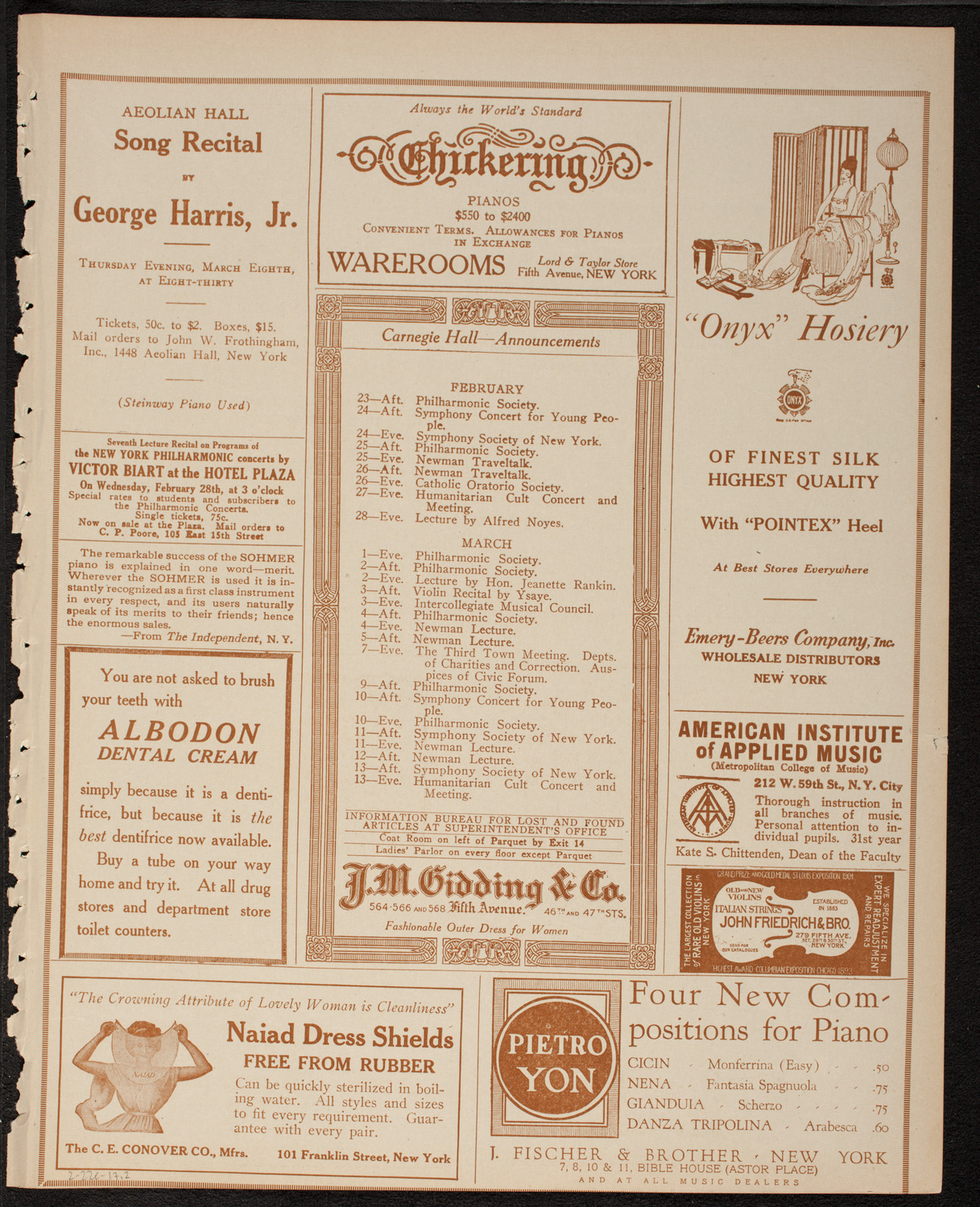 New York Philharmonic, February 22, 1917, program page 3