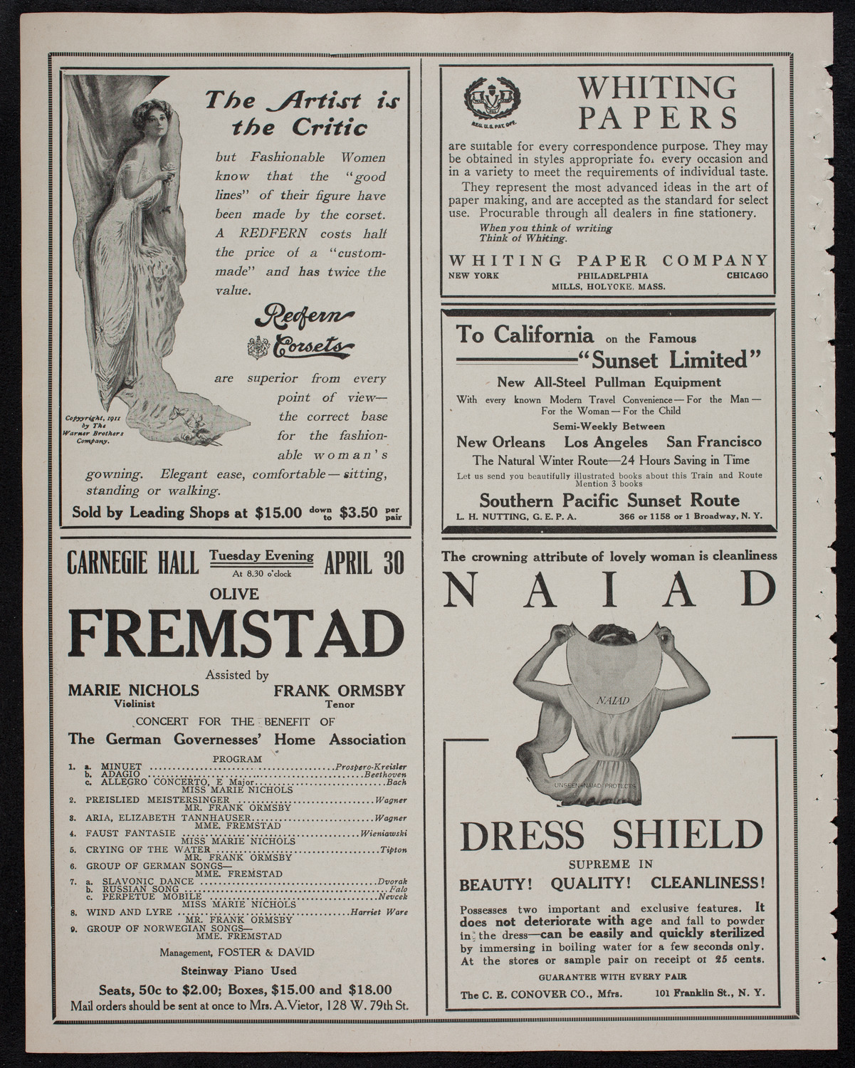 London Symphony Orchestra, April 29, 1912, program page 2