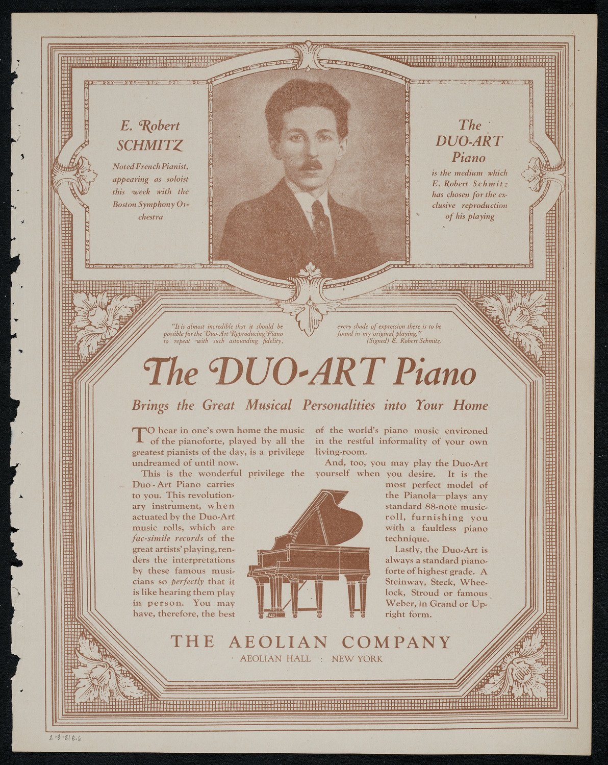 Boston Symphony Orchestra, February 3, 1921, program page 11