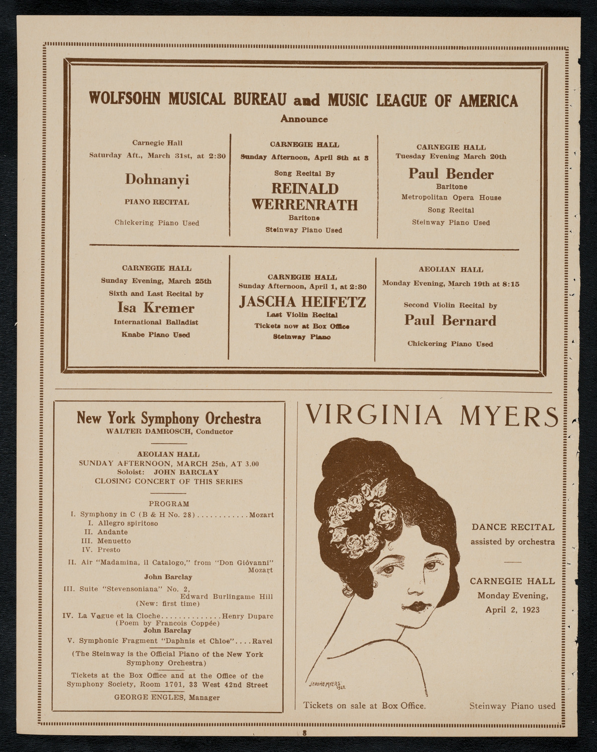 World Peace Mass Meeting, March 19, 1923, program page 8