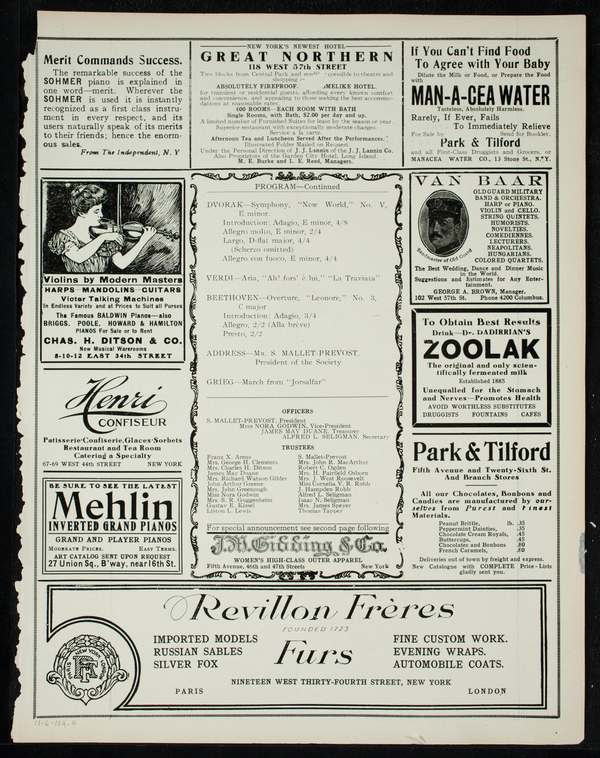 People's Symphony Concert, November 6, 1910, program page 7