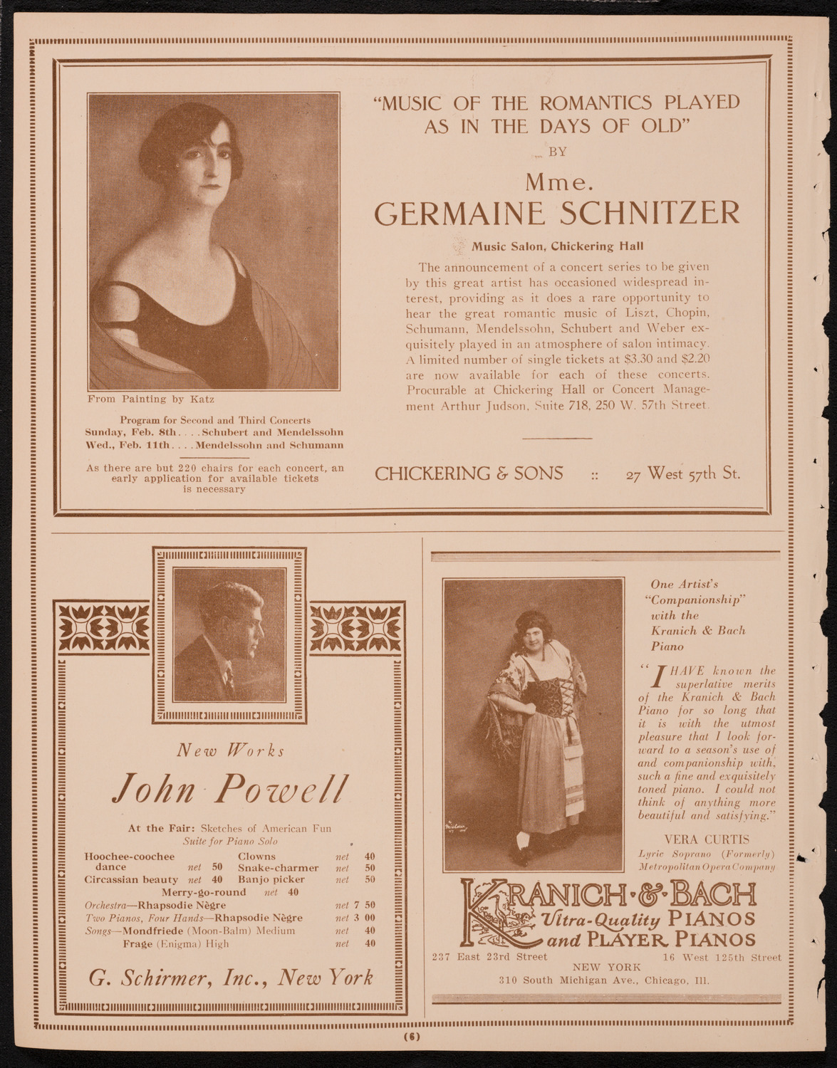 London String Quartet, February 7, 1925, program page 6