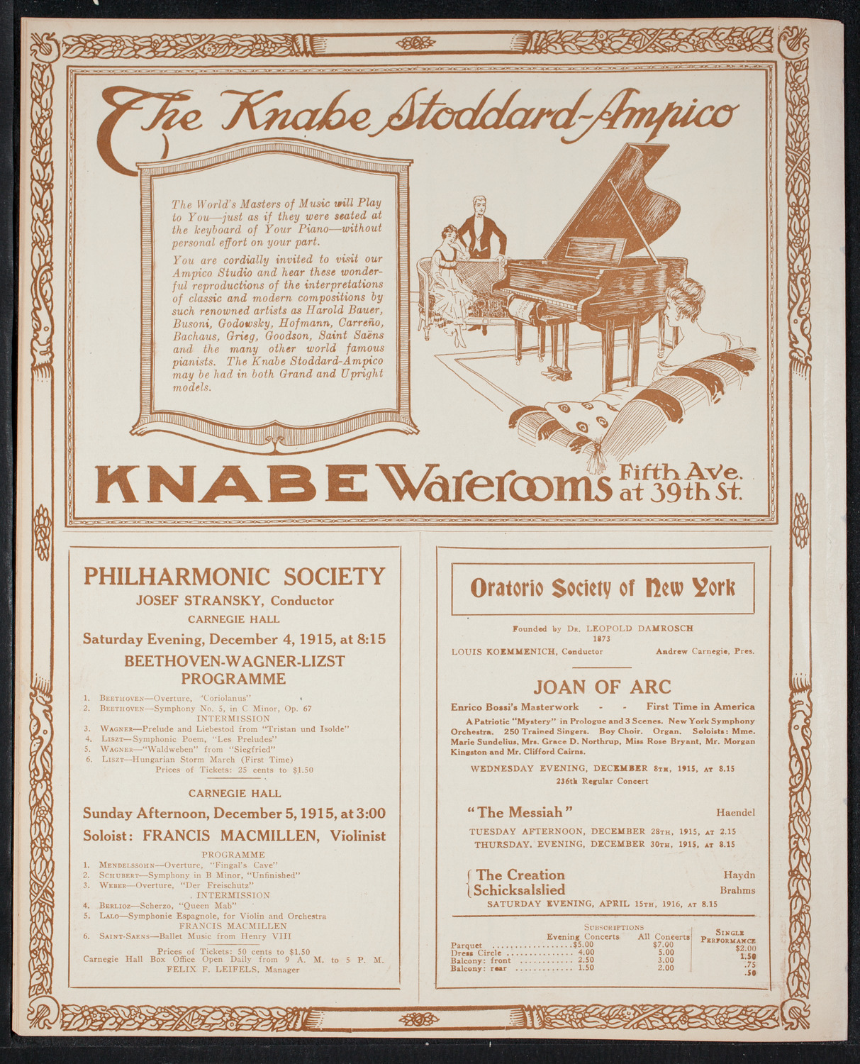 New York Philharmonic, November 28, 1915, program page 12