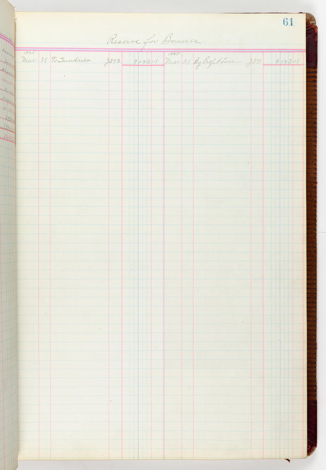 Music Hall Accounting Ledger Journal, volume 6, page 61