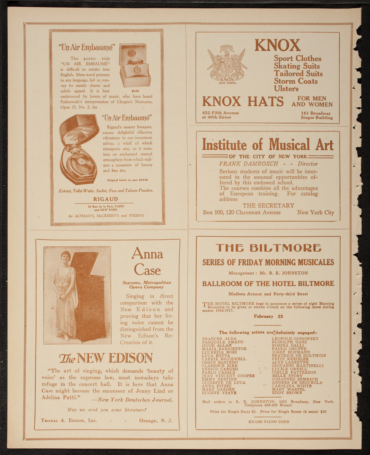 New York Philharmonic, February 10, 1917, program page 2