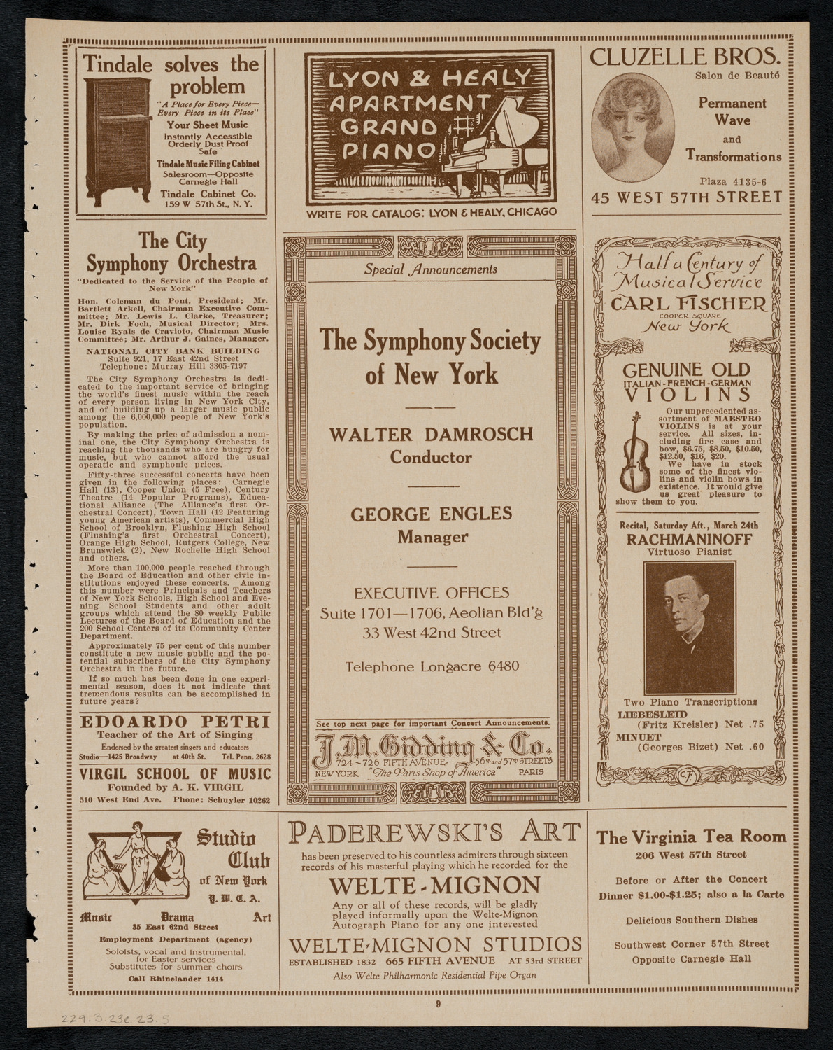 New York Symphony Orchestra, March 23, 1923, program page 9