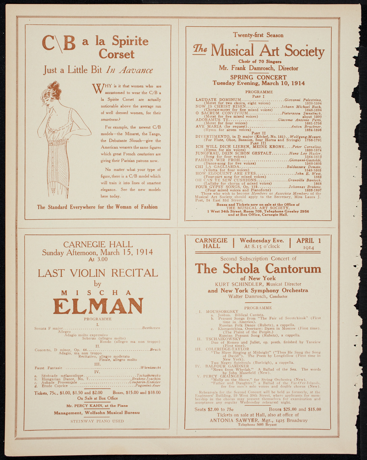 Musical Art Society of New York, March 10, 1914, program page 8