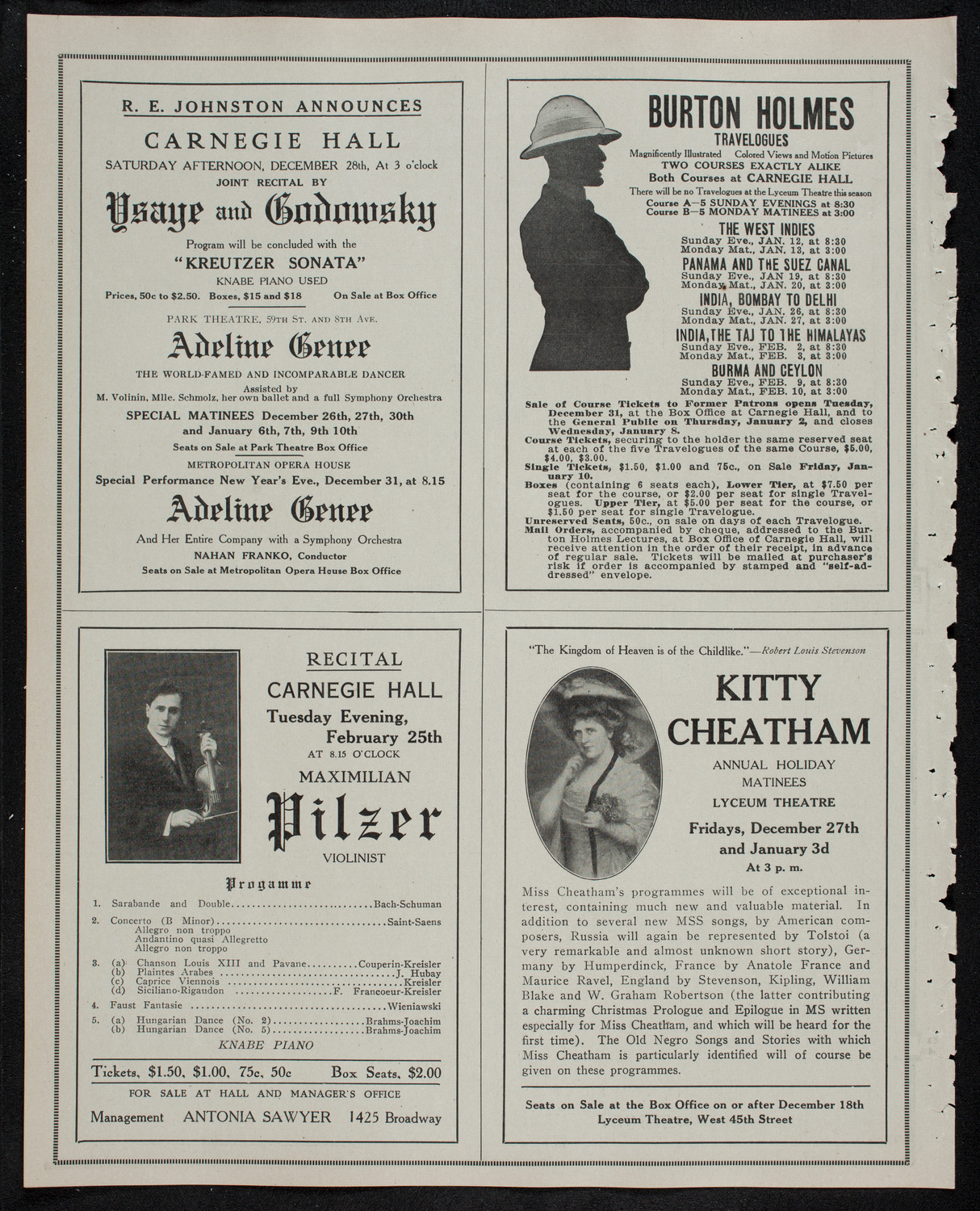 Symphony Concerts for Young People: Eugène Ysaÿe, Violin, December 21, 1912, program page 10