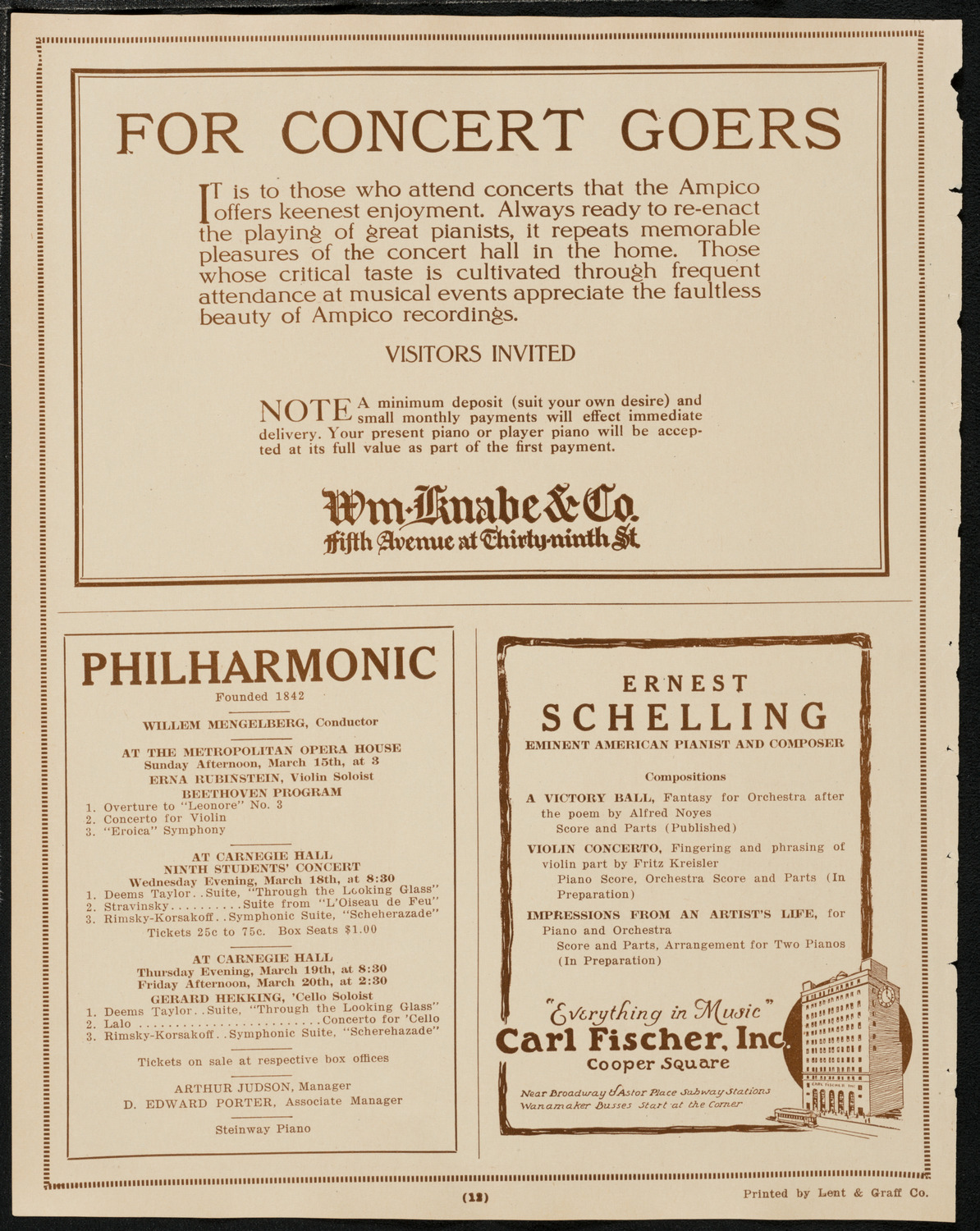 New York Symphony Orchestra, March 12, 1925, program page 12