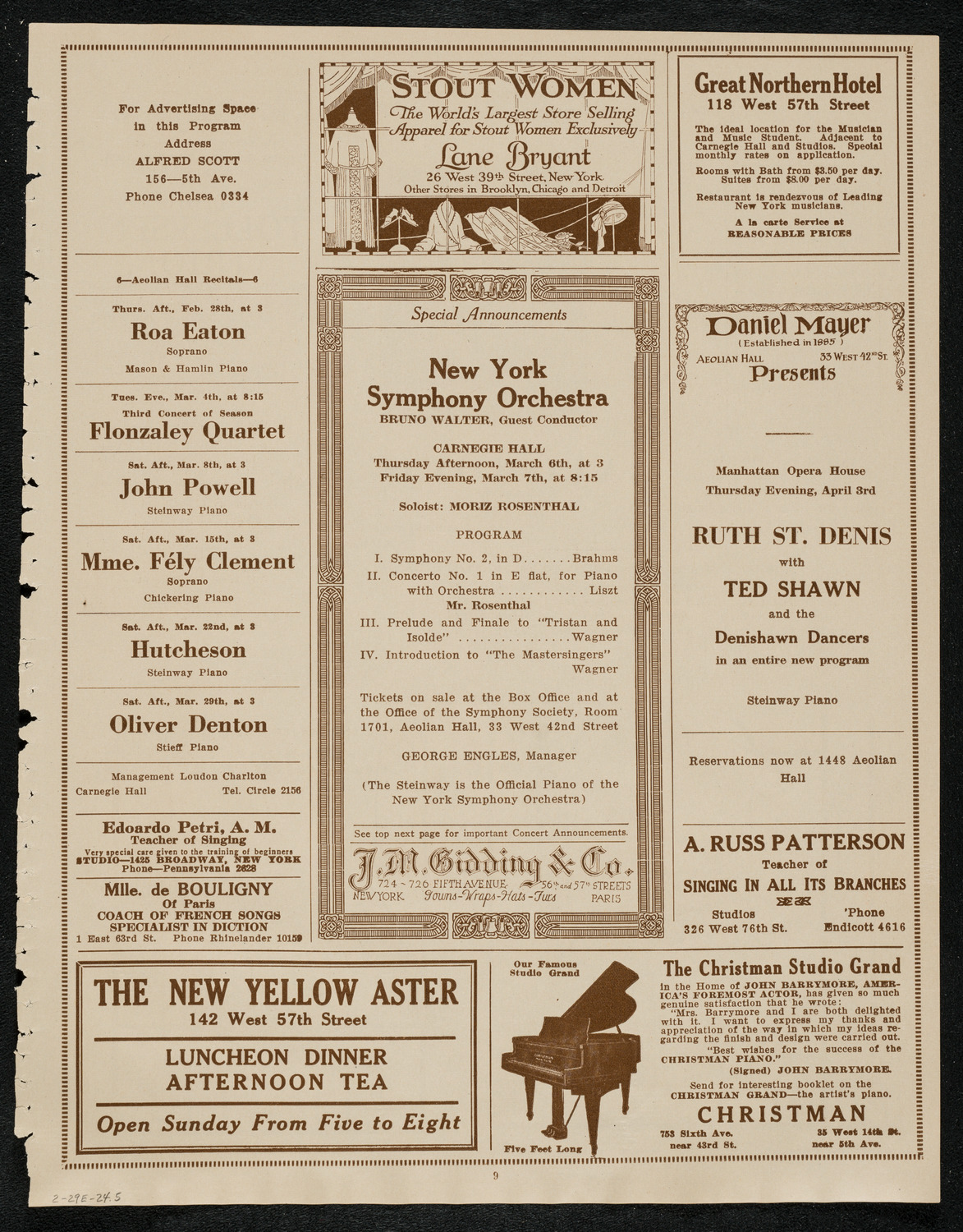 New York Symphony Orchestra, February 29, 1924, program page 9