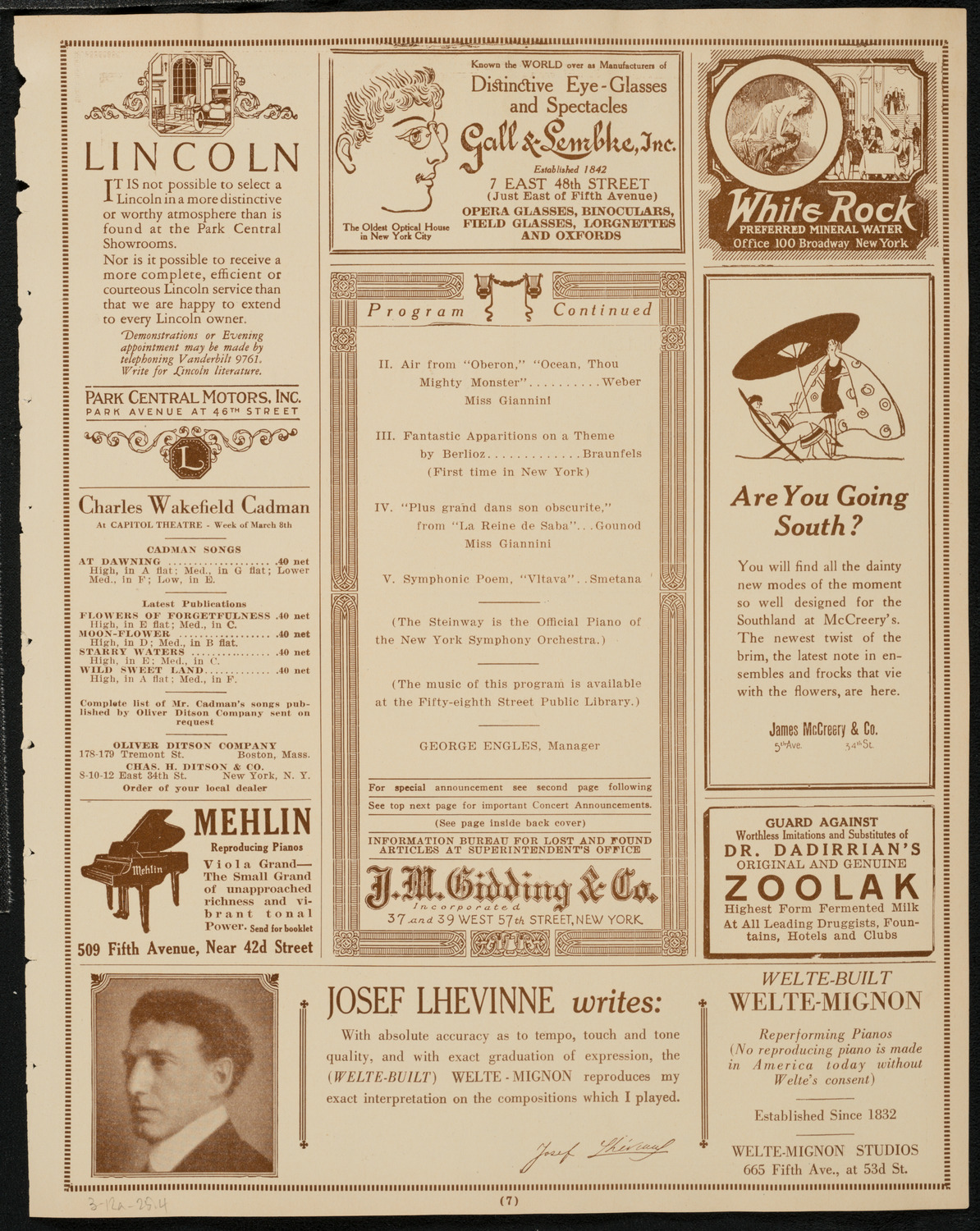 New York Symphony Orchestra, March 12, 1925, program page 7