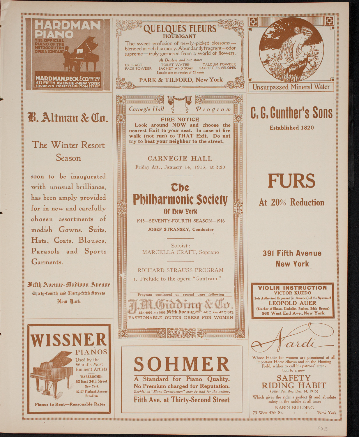 New York Philharmonic, January 14, 1916, program page 5