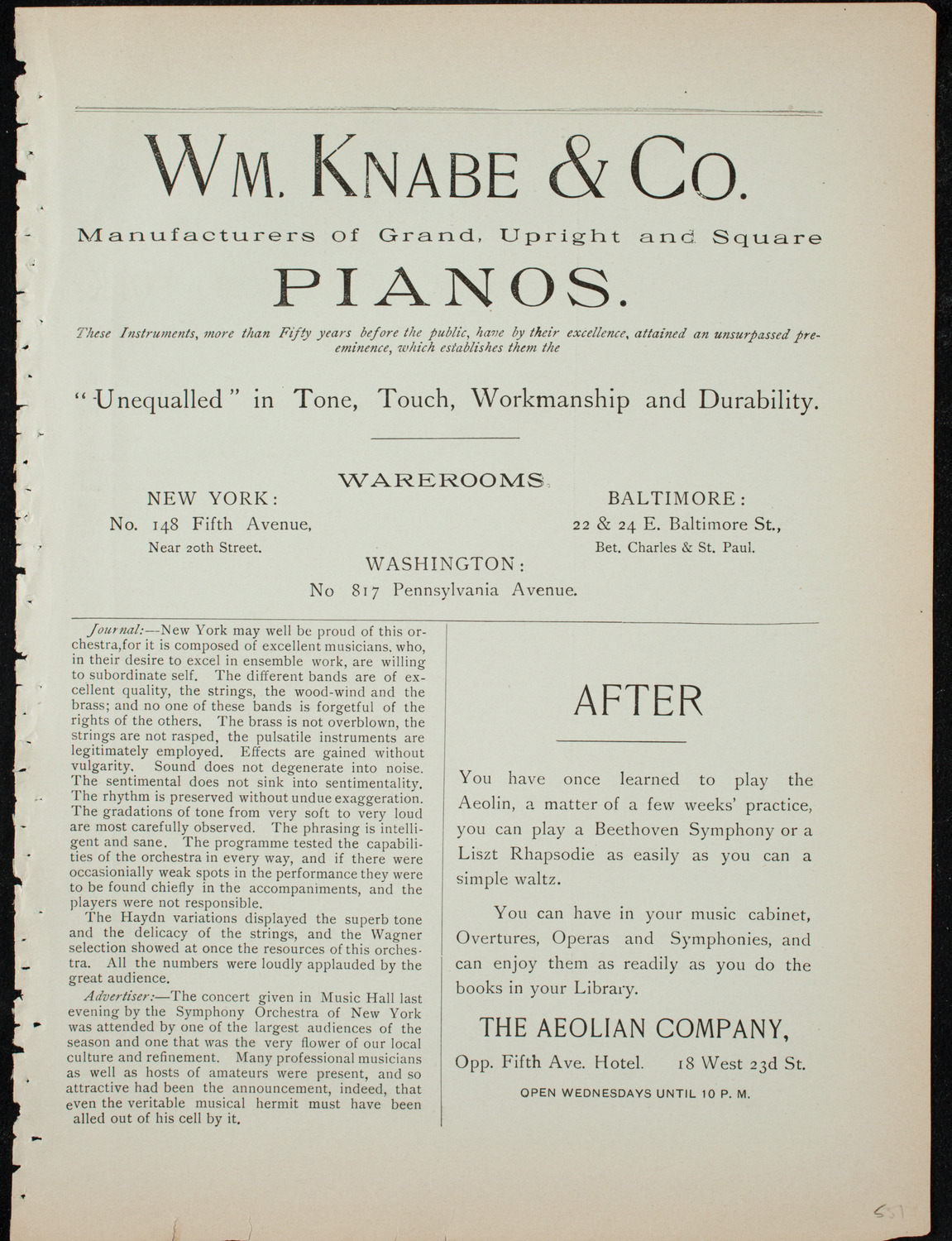 Young People's Concert, January 13, 1892, program page 3