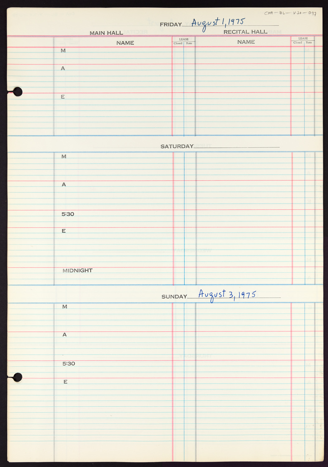 Carnegie Hall Booking Ledger, volume 20, page 97