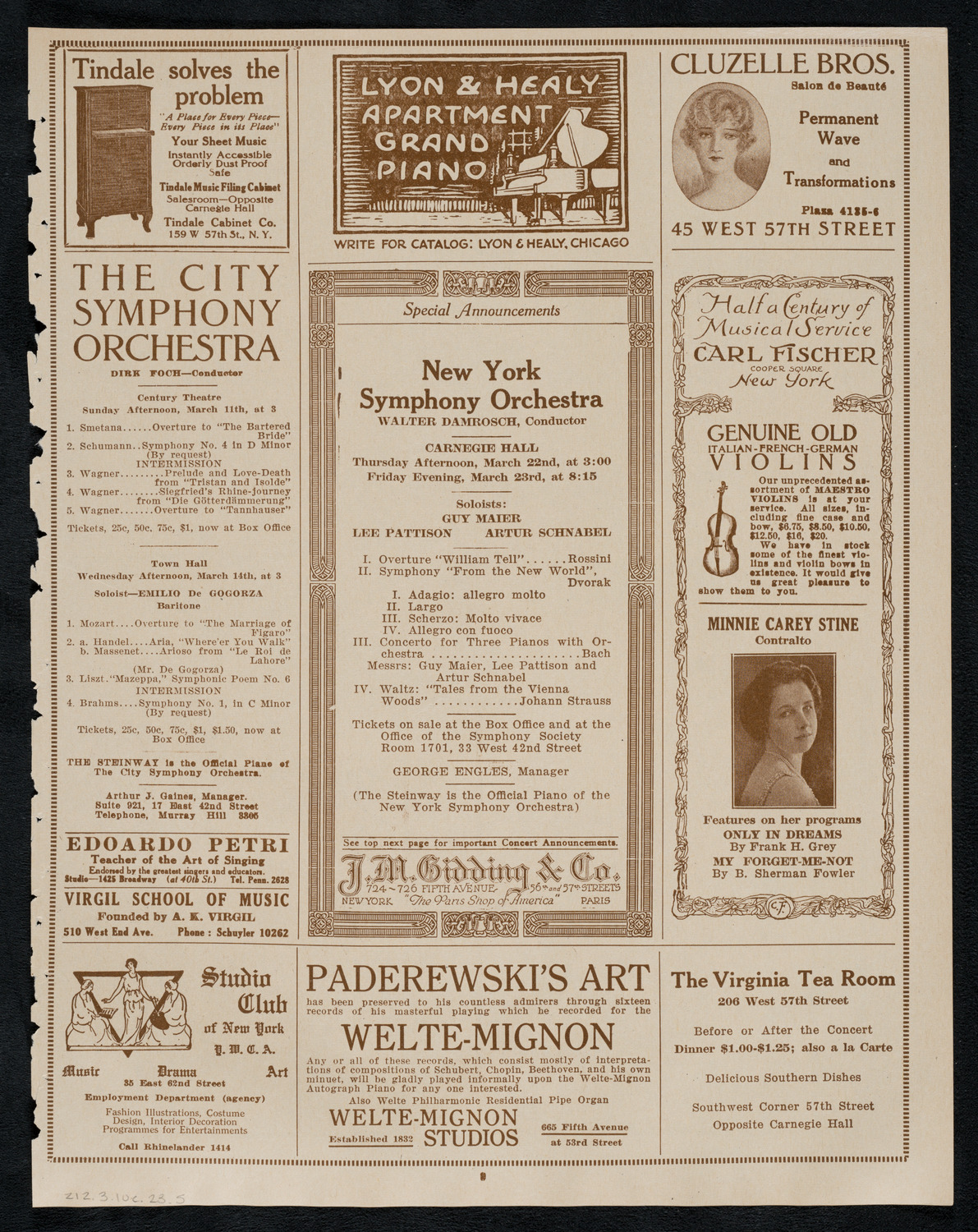 City Symphony Orchestra, March 10, 1923, program page 9