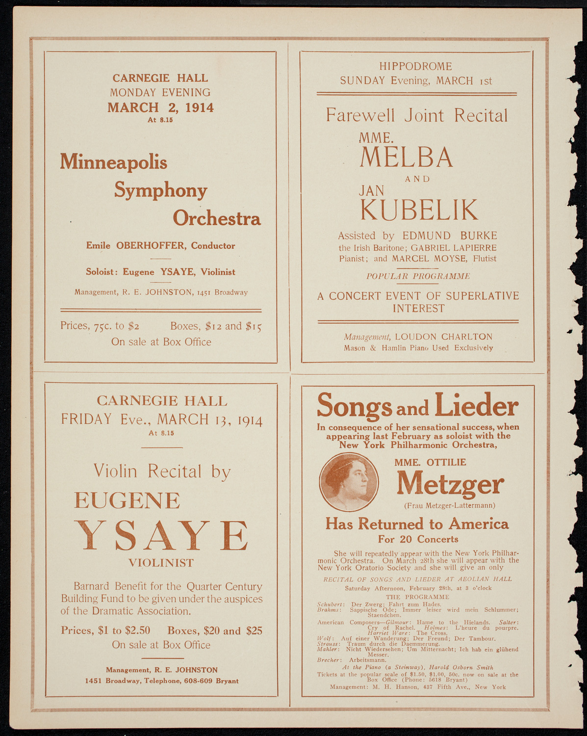 Benefit: New York Red Cross Hospital, February 27, 1914, program page 10