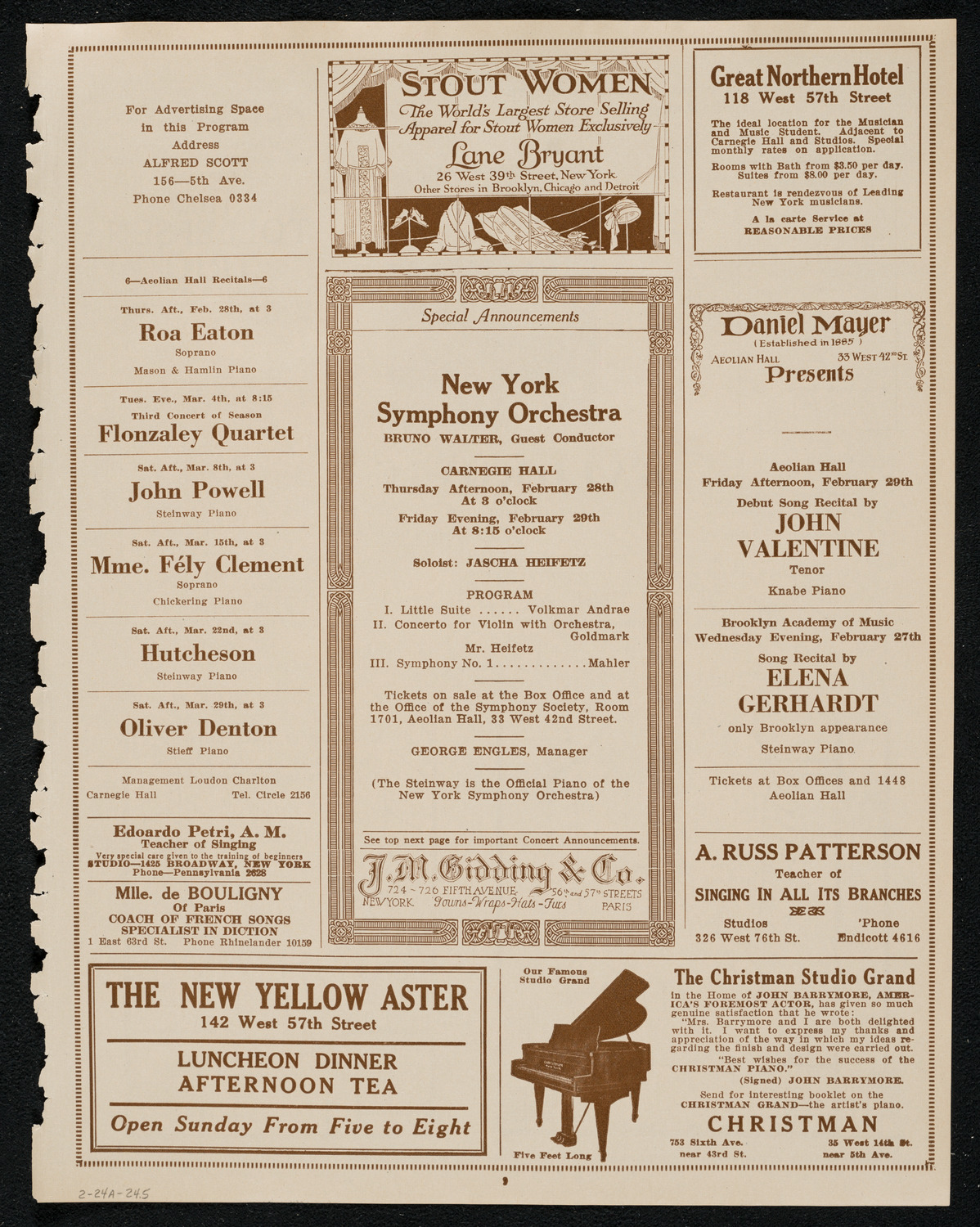 New York Philharmonic, February 24, 1924, program page 9