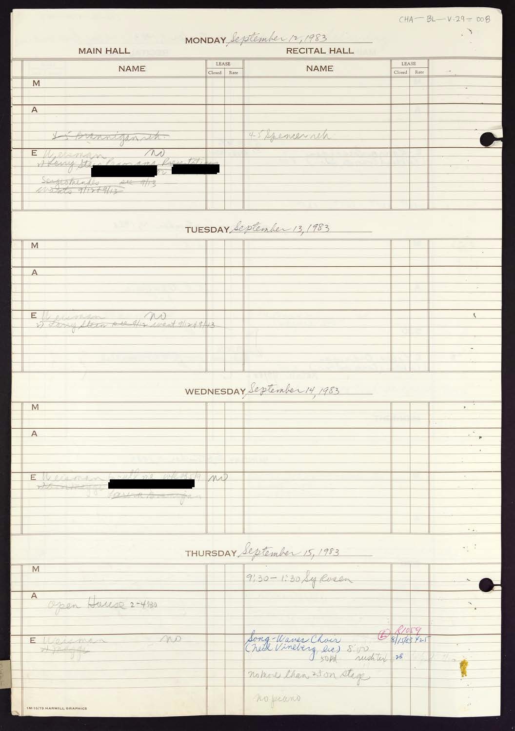 Carnegie Hall Booking Ledger, volume 29, page 8