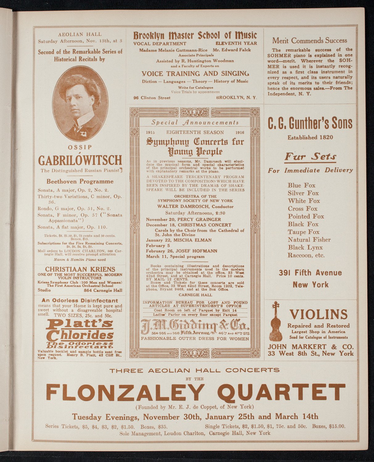 New York Philharmonic, November 12, 1915, program page 9