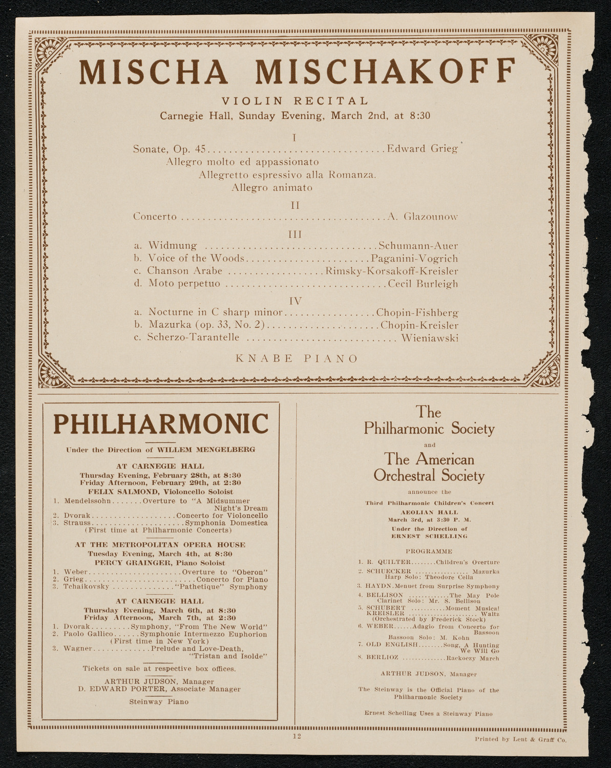 New York Symphony Orchestra, February 28, 1924, program page 12