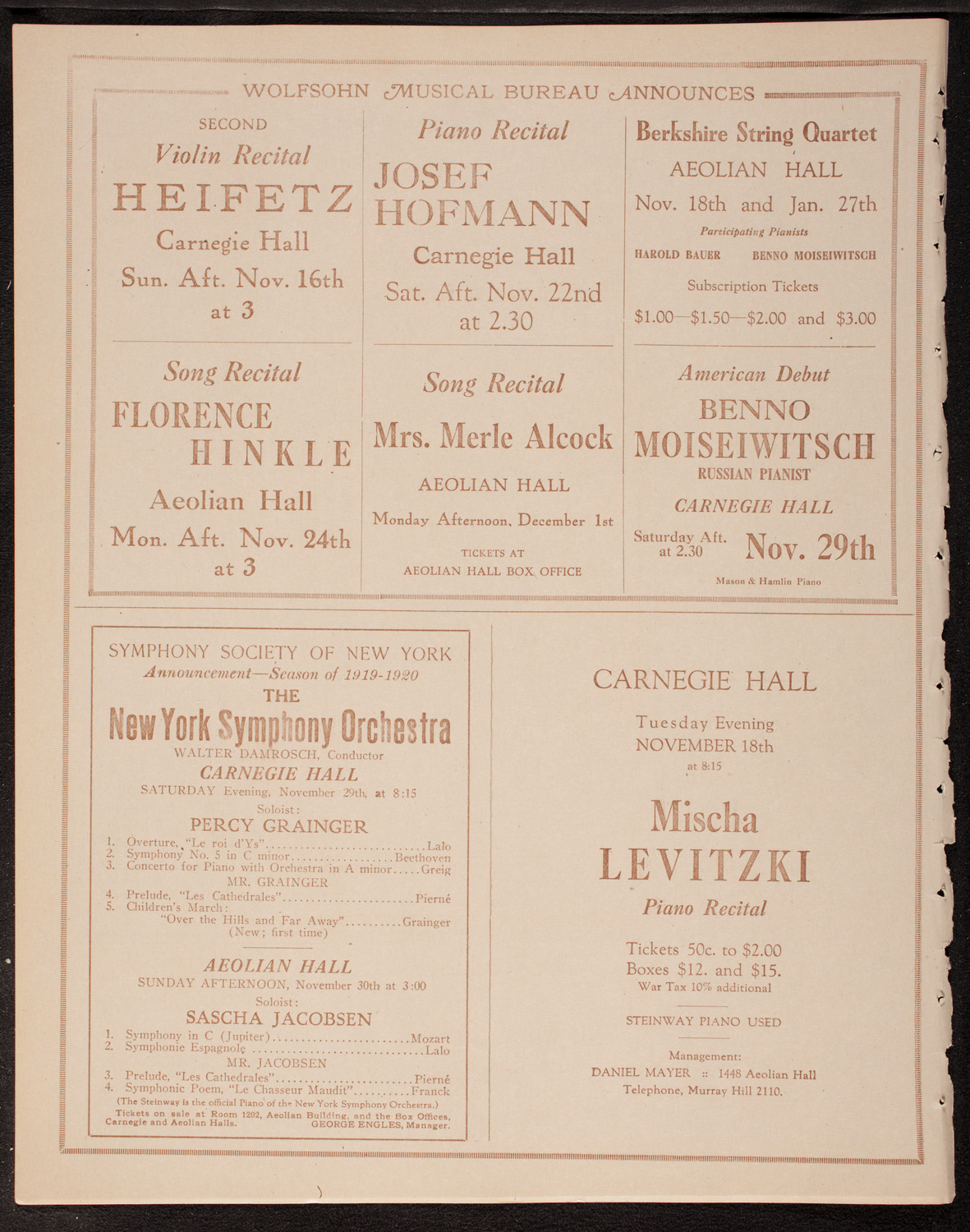 John Powell, Piano, November 14, 1919, program page 8